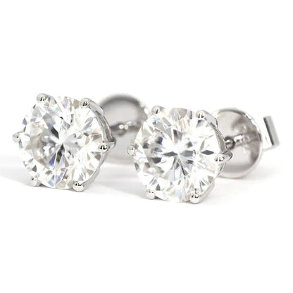 Sparkling Round Cut 4 Ct GIA CERTIFIED Lab Grown Diamonds Lady Studs Earring White Gold
