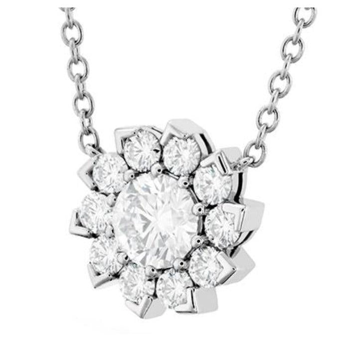 Sparkling Round Cut GIA CERTIFIED Lab Grown Diamond Necklace Pendant 2.70 Carats White Gold 14K