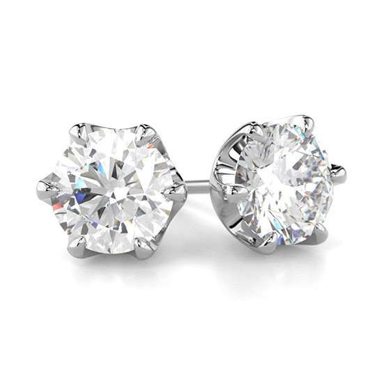 Sparkling Round Lab Grown Diamond Stud Earrings 2.50 Carats Fine Jewelry Diamond