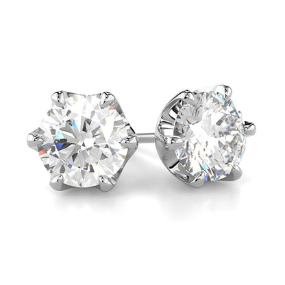 Sparkling Round Lab Grown Diamond Stud Earrings 2.50 Carats Fine Jewelry Diamond