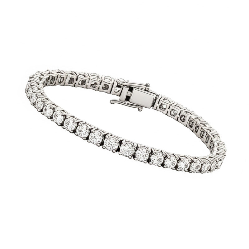 Sparkling Round Natural Earth Mined Diamond Tennis Bracelet 10 Carats White Gold