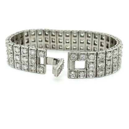 Sparkling Triple Row 12.50 Ct Lab Grown Diamonds Tennis Bracelet White Gold