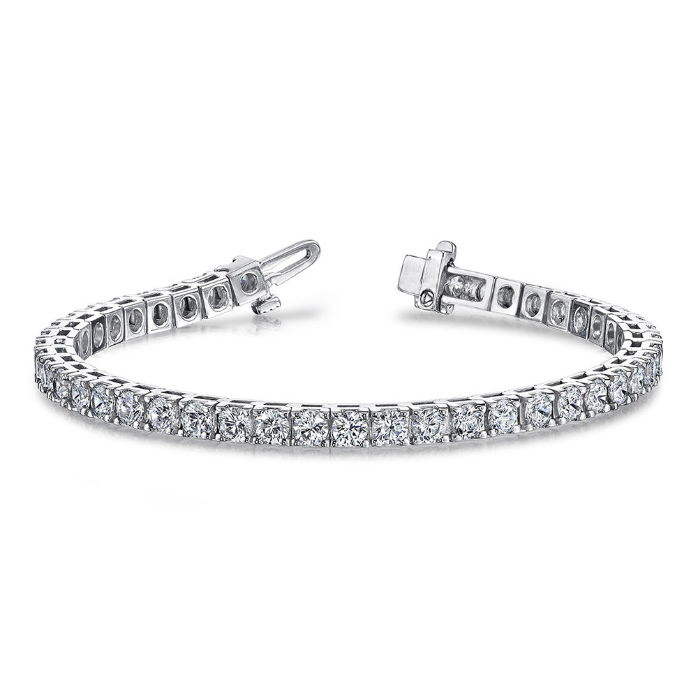 Sparkling White Gold Round Cut 8.80 Ct Lab Grown Diamonds Tennis Bracelet
