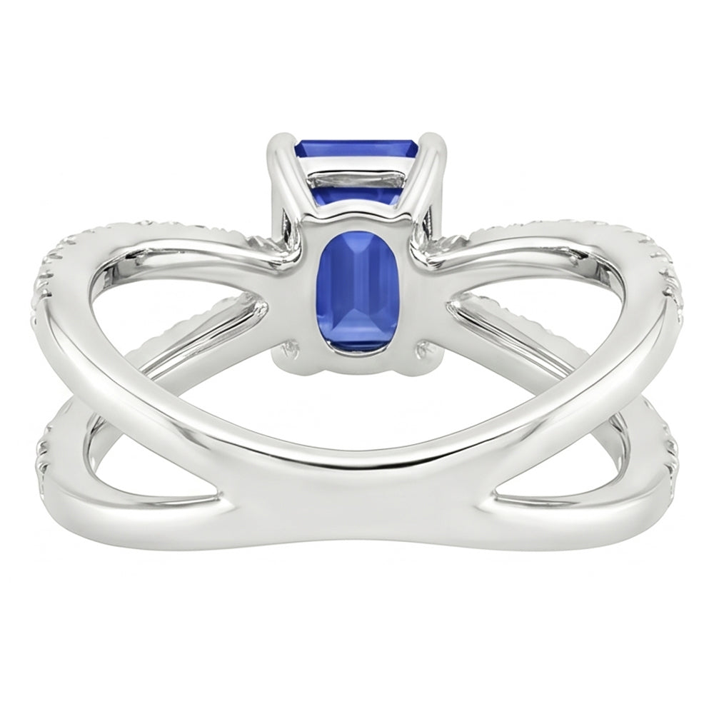 Split Shank Engagement Ring Blue Sapphire & Natural Earth Mined Diamond 4.25 Carats