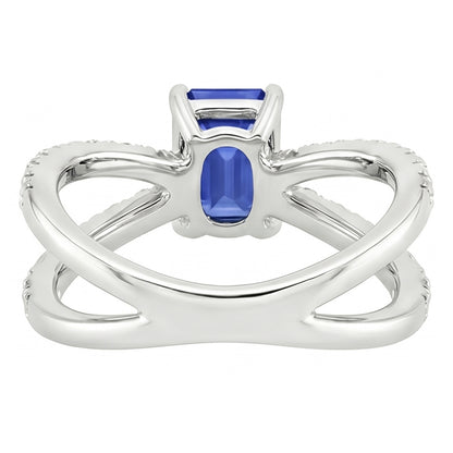 Split Shank Engagement Ring Blue Sapphire & Natural Earth Mined Diamond 4.25 Carats