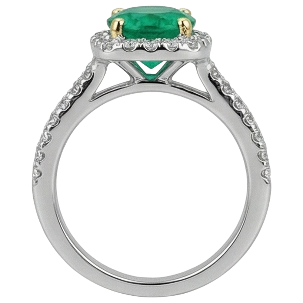 Natural Real ( Not Lab Grown ) Split Shank Engagement Ring Green Emerald GIA Gemstone