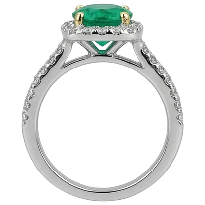 Natural Real ( Not Lab Grown ) Split Shank Engagement Ring Green Emerald GIA Gemstone