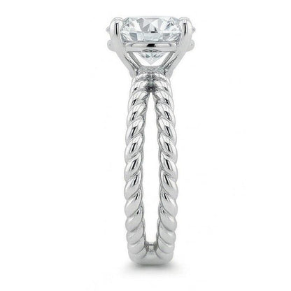 Split Shank Natural Earth Mined Diamond Solitaire 3 Ct Wedding Ring White Gold 14K