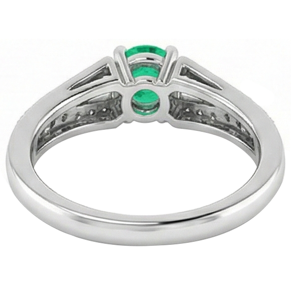 Natural Real ( Not Lab Grown ) Split Shank Round Green Emerald GIA Ring 1.75 Carats White Gold 14K