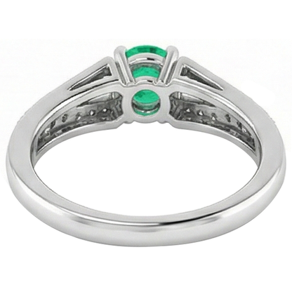 Natural Real ( Not Lab Grown ) Split Shank Round Green Emerald GIA Ring 1.75 Carats White Gold 14K