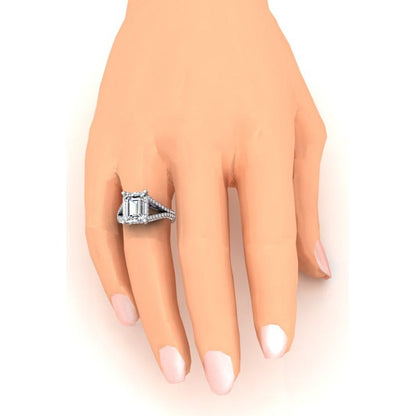 Split Shank Emerald Large Lab Grown Diamond Ring