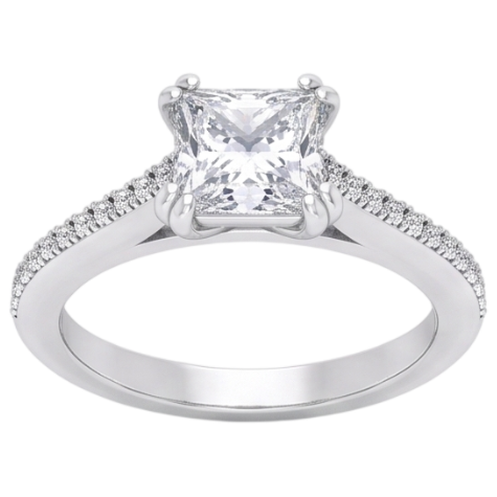 Square Cut Old Miner Real Natural Earth Mined Diamond Wedding Ring Double Prong Set 5 Carats