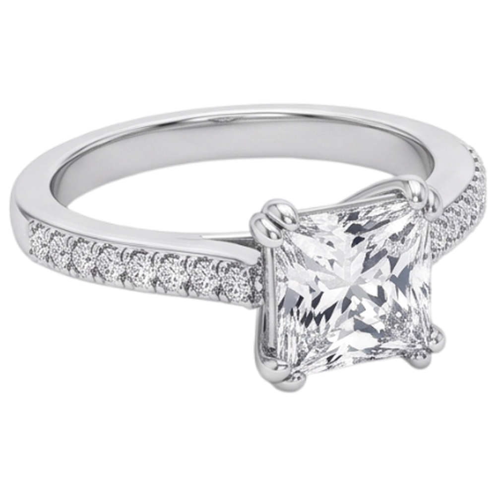 Square Cut Old Miner Real Natural Earth Mined Diamond Wedding Ring Double Prong Set 5 Carats