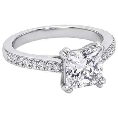 Square Cut Old Miner Real Natural Earth Mined Diamond Wedding Ring Double Prong Set 5 Carats