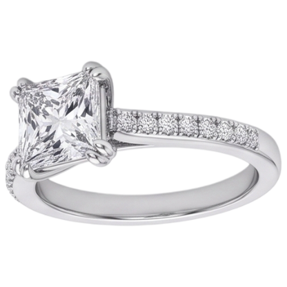 Square Cut Old Miner Real Natural Earth Mined Diamond Wedding Ring Double Prong Set 5 Carats