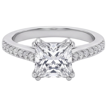 Square Cut Old Miner Real Natural Earth Mined Diamond Wedding Ring Double Prong Set 5 Carats