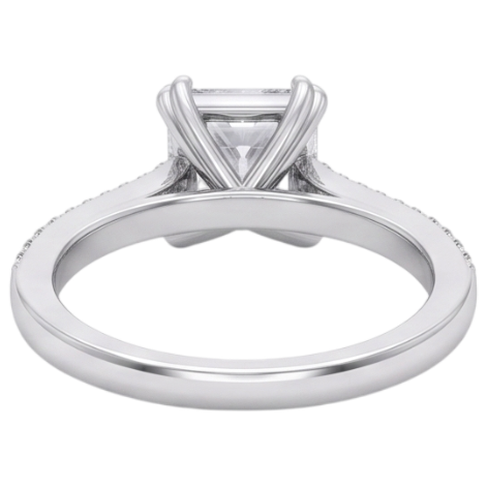 Square Cut Old Miner Real Natural Earth Mined Diamond Wedding Ring Double Prong Set 5 Carats