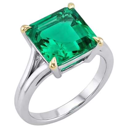 Natural Real ( Not Lab Grown ) Square Emerald GIA Cut Green Emerald GIA Ring Wedding Jewelry