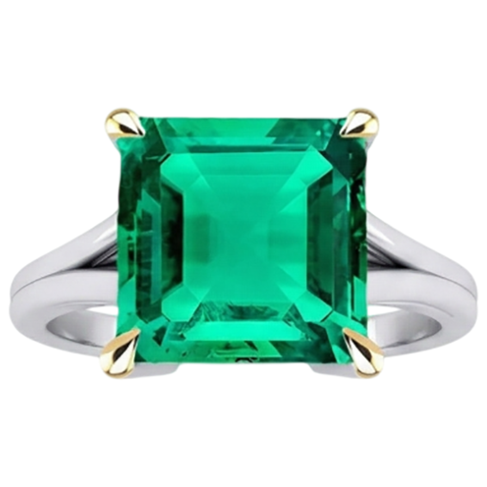 Natural Real ( Not Lab Grown ) Square Emerald GIA Cut Green Emerald GIA Ring Wedding Jewelry