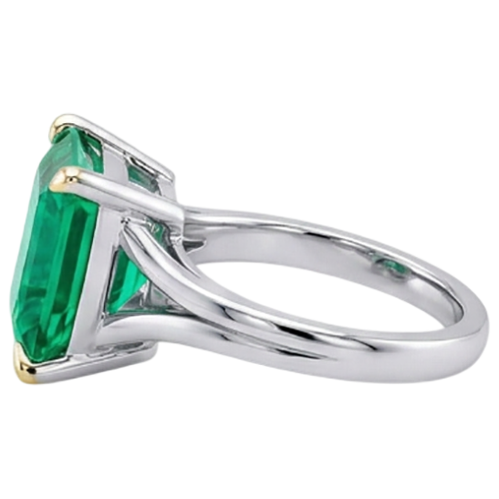 Natural Real ( Not Lab Grown ) Square Emerald GIA Cut Green Emerald GIA Ring Wedding Jewelry