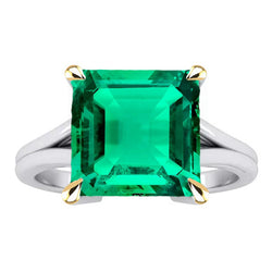 Square Emerald Cut Green Emerald Ring Wedding Jewelry