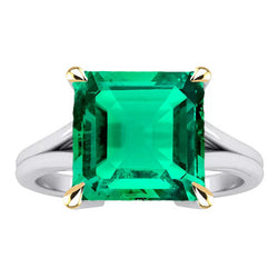 Natural Real ( Not Lab Grown ) Square Emerald GIA Cut Green Emerald GIA Ring Wedding Jewelry