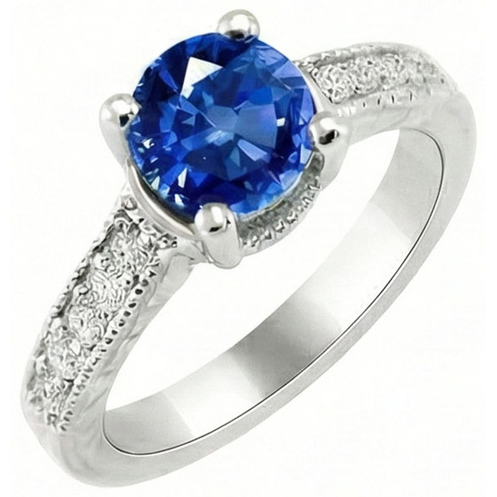 Sri Lanka Blue Gems Natural Earth Mined Diamond Ring