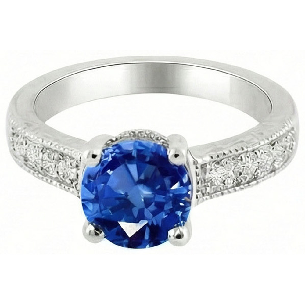 Sri Lanka Blue Gems Natural Earth Mined Diamond Ring