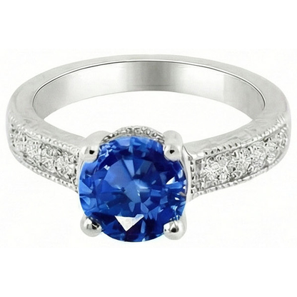 Sri Lanka Blue Gems Natural Earth Mined Diamond Ring