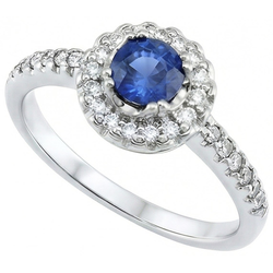 Sri Lanka Blue Sapphire And Natural Earth Mined Diamond Ring White Gold 1.60 Ct