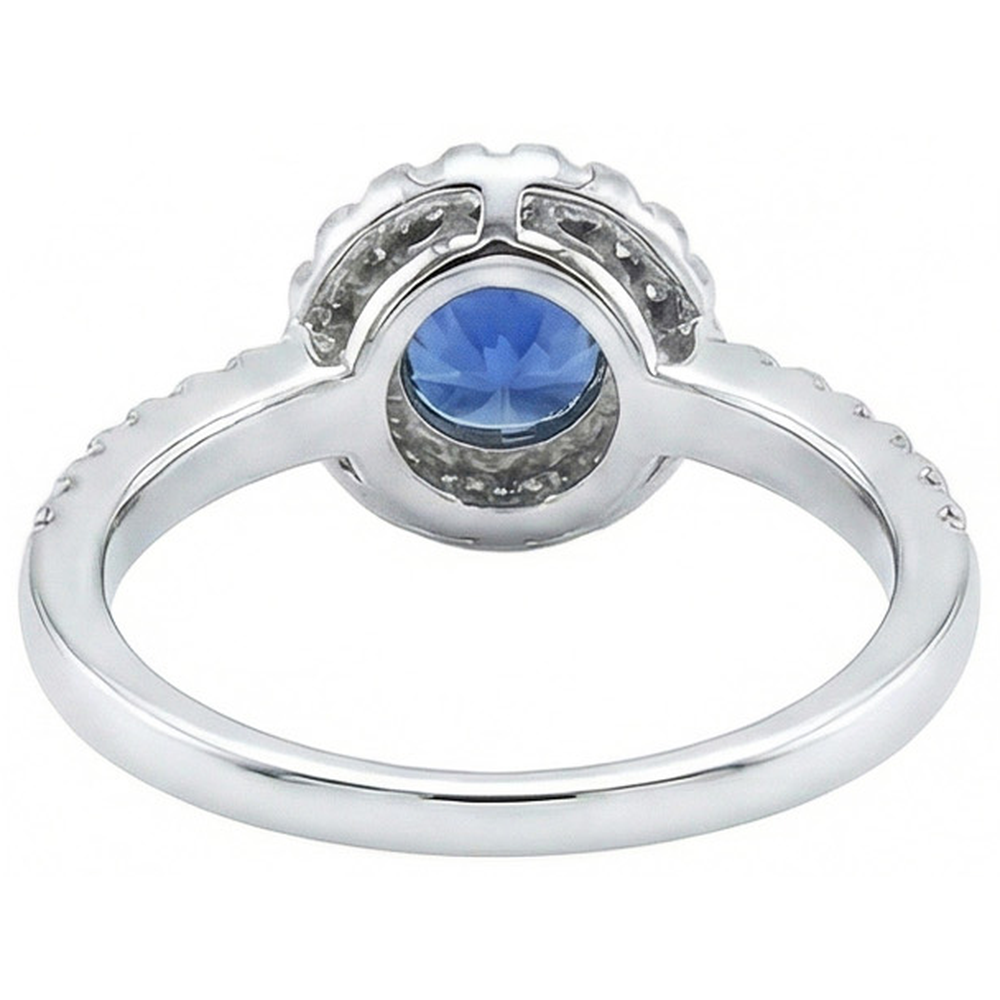 Sri Lanka Blue Sapphire And Natural Earth Mined Diamond Ring White Gold 1.60 Ct