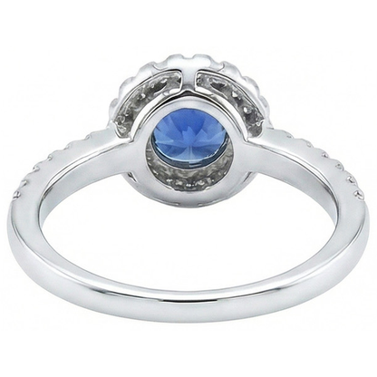 Sri Lanka Blue Sapphire And Natural Earth Mined Diamond Ring White Gold 1.60 Ct