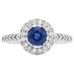 Sri Lanka Blue Sapphire And Natural Earth Mined Diamond Ring White Gold 1.60 Ct