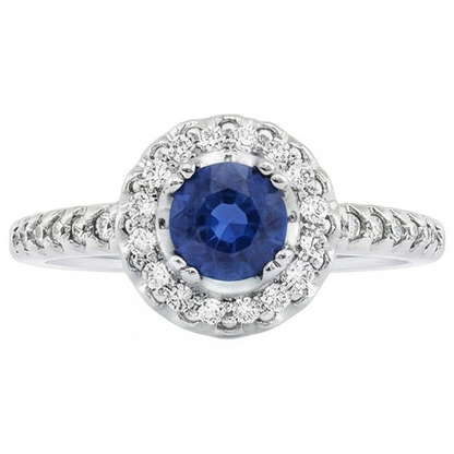 Sri Lanka Blue Sapphire And Natural Earth Mined Diamond Ring White Gold 1.60 Ct
