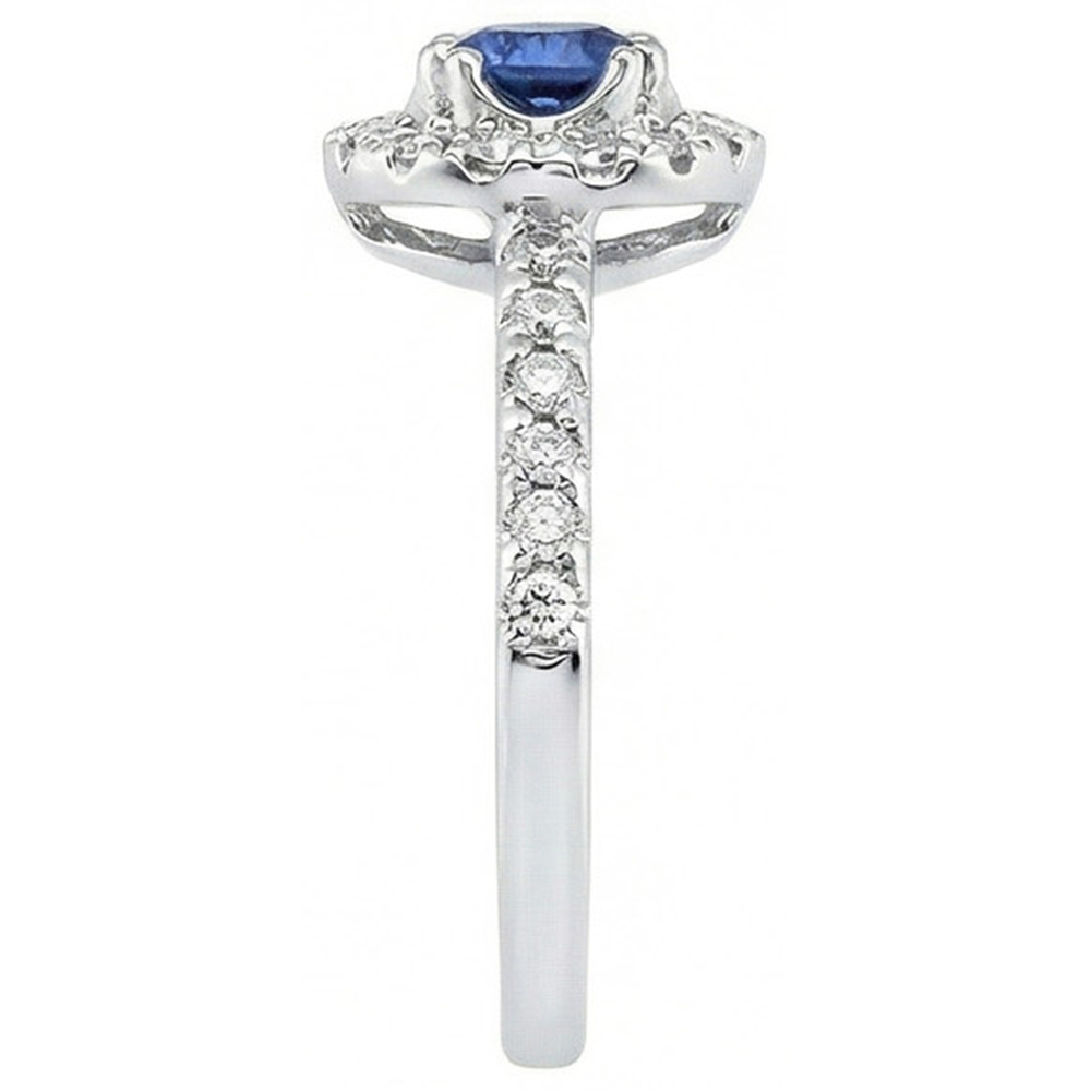 Sri Lanka Blue Sapphire And Natural Earth Mined Diamond Ring White Gold 1.60 Ct