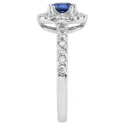 Sri Lanka Blue Sapphire And Natural Earth Mined Diamond Ring White Gold 1.60 Ct