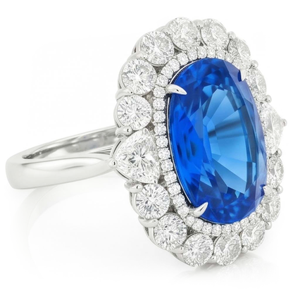 Sri Lanka Blue Sapphire Natural Earth Mined Diamond 8.25 Ct Ring Gold White 14K