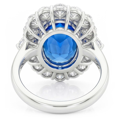 Sri Lanka Blue Sapphire Natural Earth Mined Diamond 8.25 Ct Ring Gold White 14K