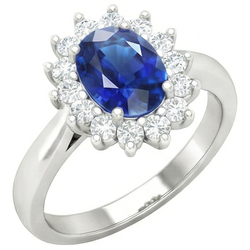 Sri Lanka Blue Sapphire Natural Earth Mined Diamond Engagement Ring 2.60 Ct White Gold 14K