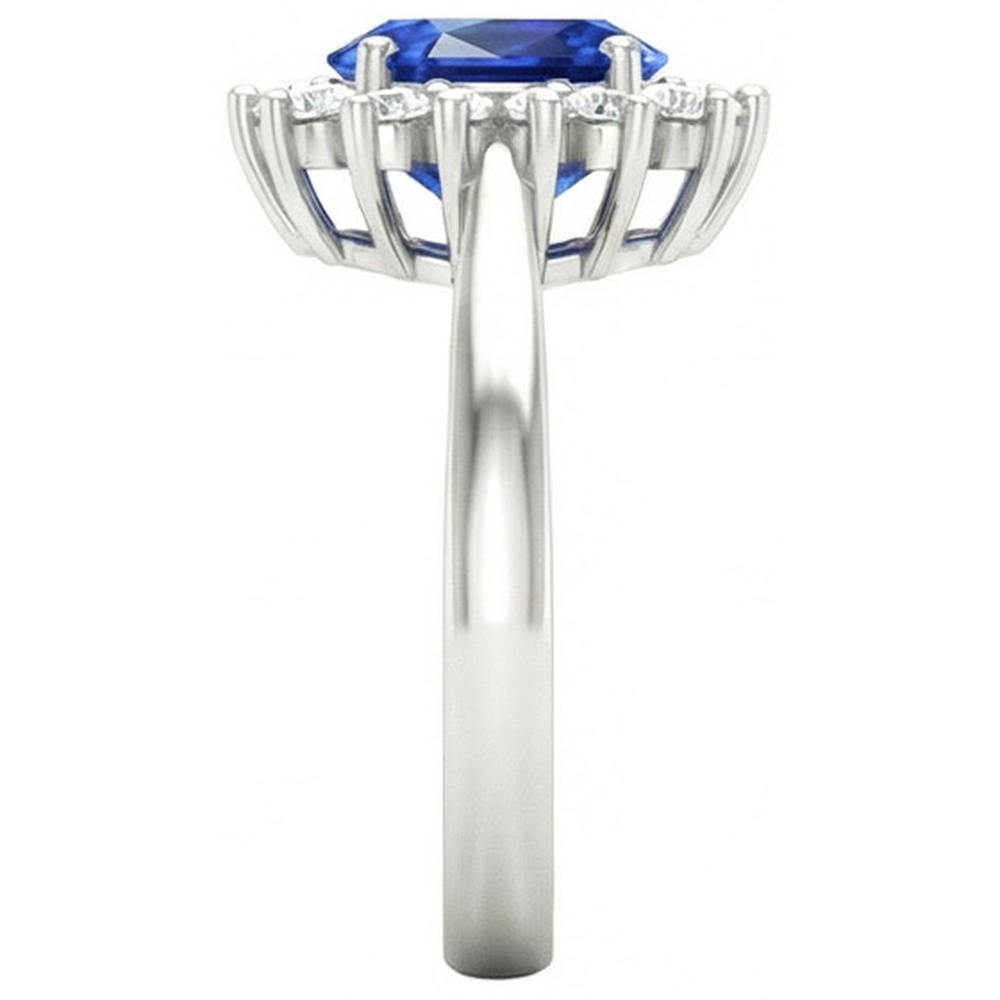 Sri Lanka Blue Sapphire Natural Earth Mined Diamond Engagement Ring 2.60 Ct White Gold 14K