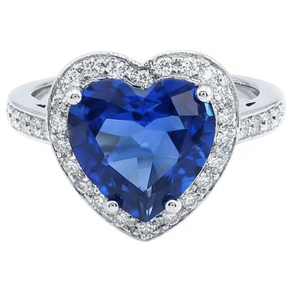 Sri Lanka Blue Sapphire Natural Earth Mined Diamond Ring White Gold 4.5 Ct