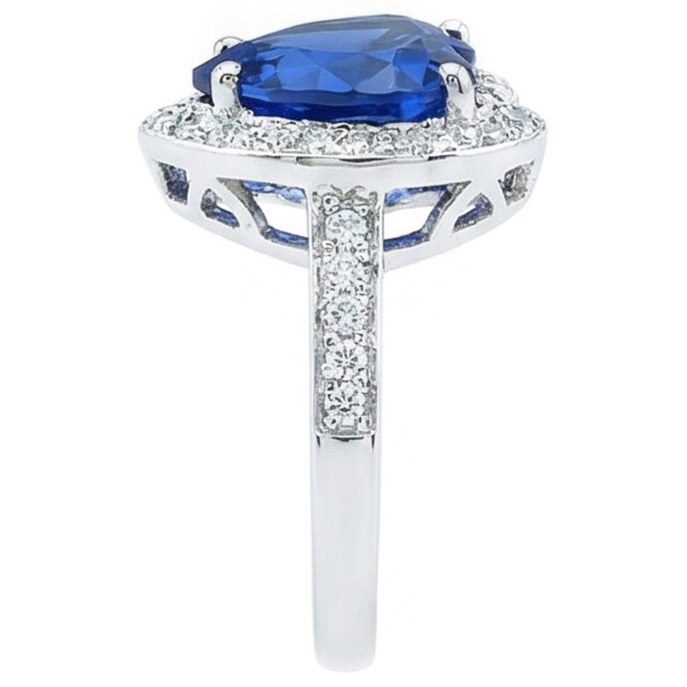 Sri Lanka Blue Sapphire Natural Earth Mined Diamond Ring White Gold 4.5 Ct