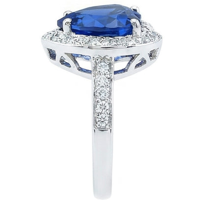 Sri Lanka Blue Sapphire Natural Earth Mined Diamond Ring White Gold 4.5 Ct