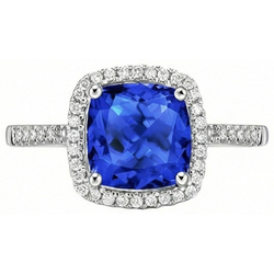 Sri Lanka Blue Sapphire Natural Earth Mined Diamonds 3.30 Ct Ring White Gold 14K
