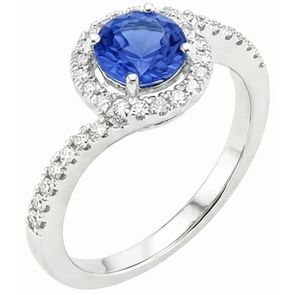 Sri Lanka Blue Sapphire Natural Earth Mined Diamonds White Gold 14K Ring 5.60 Carats