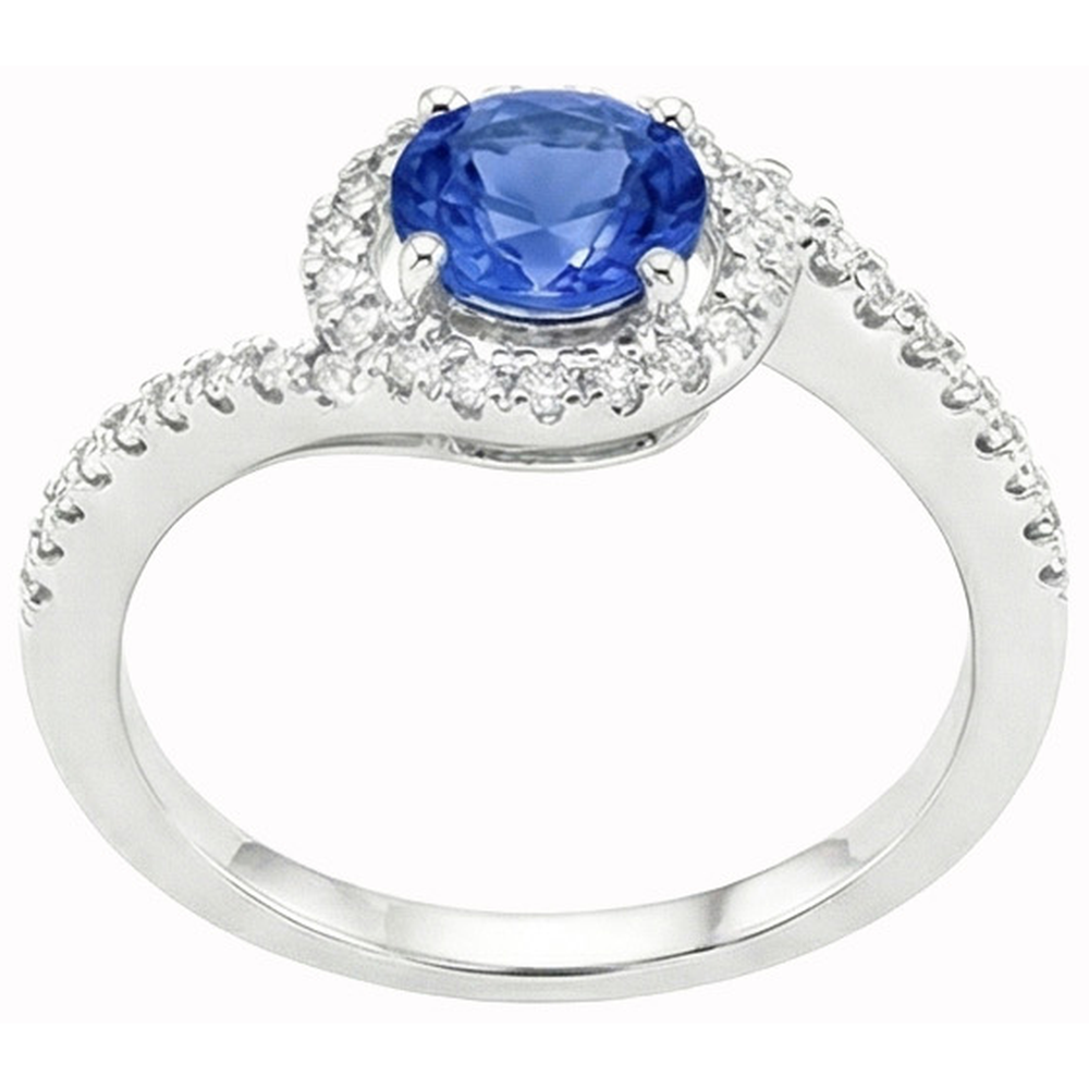 Sri Lanka Blue Sapphire Natural Earth Mined Diamonds White Gold 14K Ring 5.60 Carats