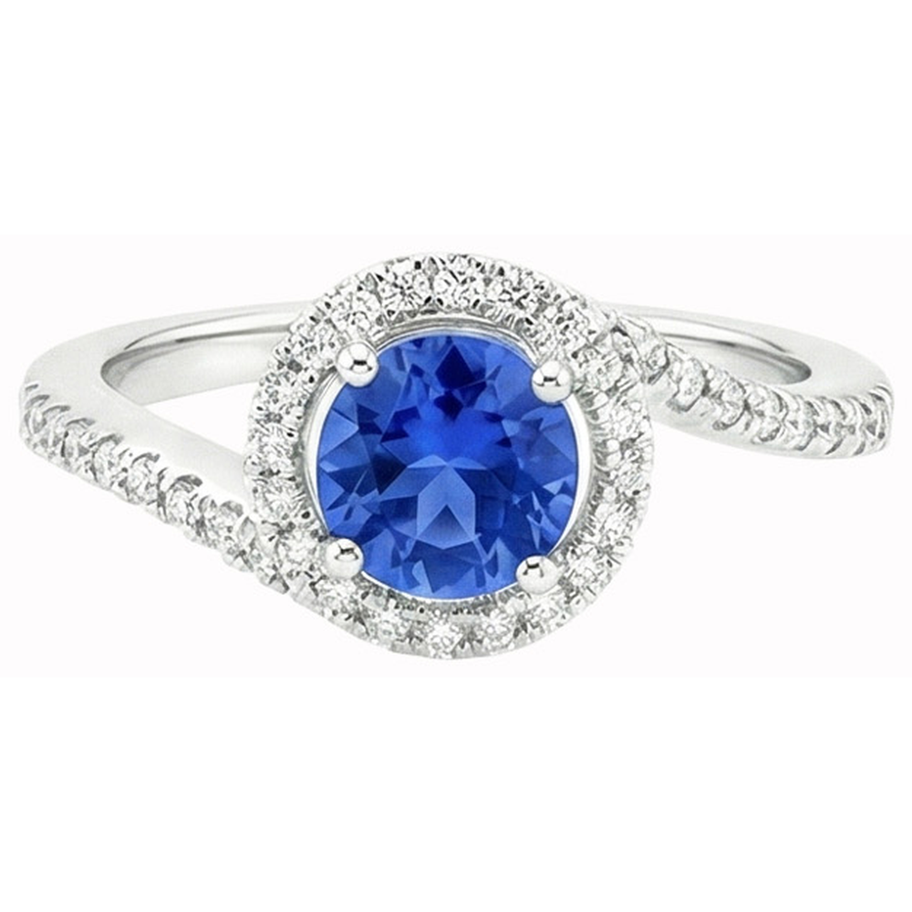 Sri Lanka Blue Sapphire Natural Earth Mined Diamonds White Gold 14K Ring 5.60 Carats