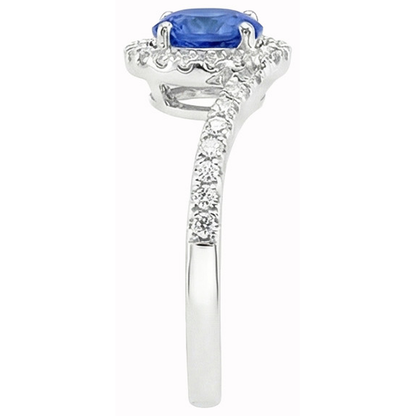 Sri Lanka Blue Sapphire Natural Earth Mined Diamonds White Gold 14K Ring 5.60 Carats