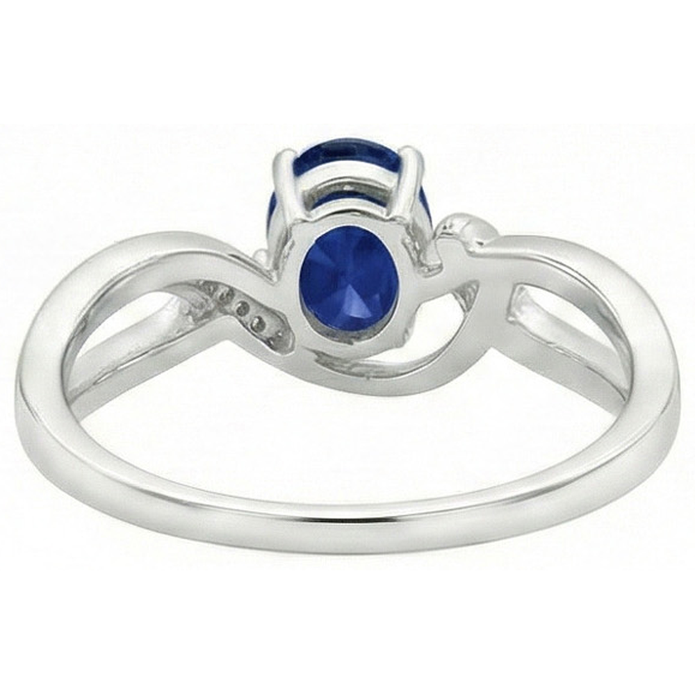 Natural Real ( Not Lab Grown )  Sri Lanka Blue Sapphire Ribbon Ring 2.90 Ct White Gold 14K