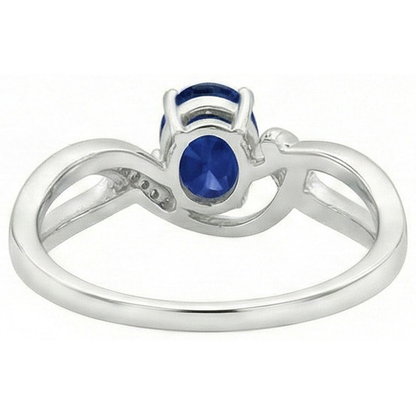 Natural Real ( Not Lab Grown )  Sri Lanka Blue Sapphire Ribbon Ring 2.90 Ct White Gold 14K